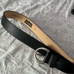 Levi's Black Leather Belt with Round Silver Buckle